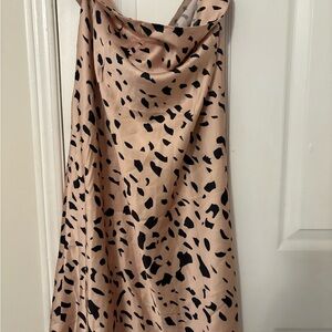 Beige and Black Animal Print Slip Dress